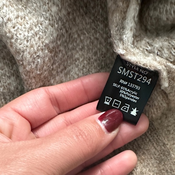 POL V-Neck Oversized Leopard Print Striped Sweater Brown Cozy Women’s M Casual - Picture 7 of 7